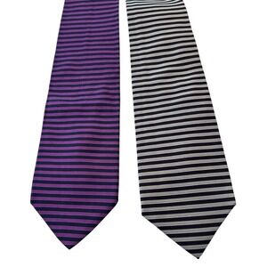 Brooks Brothers Makers All Silk Tie Navy Gray &‎ Navy Purple Made in USA X2 58"